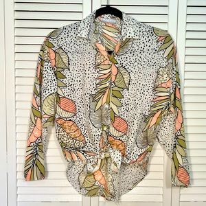 Vintage Stefano International Sportswear Polka Dot & Tropical Print Button Down